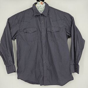 Vaccari Shirt Mens Large Geometric Print Western Pearl‎ Snap Long Sleeve